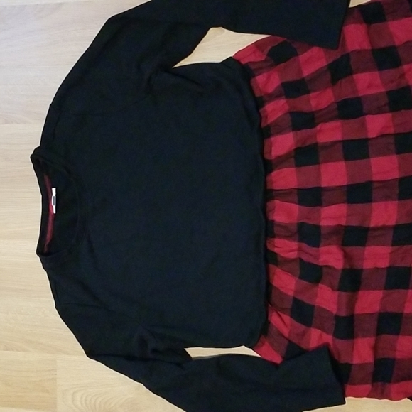 J. Jill black and red plaid long sleeve dress medium petite EUC - Picture 4 of 10